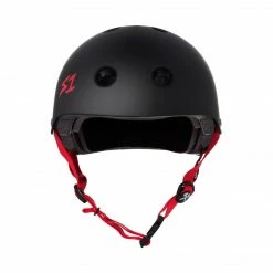 S-One Protective S1 Lifer Helmet (Certified) / Black Matte (Red Straps)