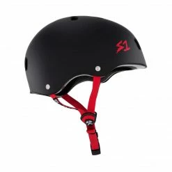 S-One Protective S1 Lifer Helmet (Certified) / Black Matte (Red Straps)