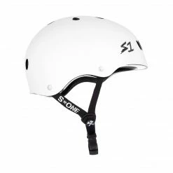 S-One S1 Lifer Helmet (Certified) / White Gloss Black Stripes
