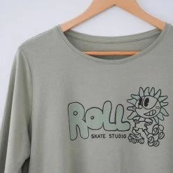 Roll Skate Studio Apparel Roll Upcycled / Sunflower Long Sleeve Tee / Khaki Green / M