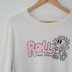 Roll Skate Studio Roll Upcycled / Sunflower Cropped Sweatshirt / White / XS Apparel