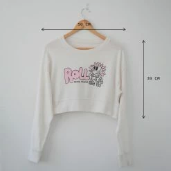 Roll Skate Studio Roll Upcycled / Sunflower Cropped Sweatshirt / White / XS Apparel