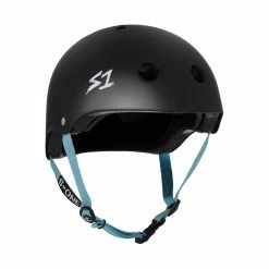 S-One Protective S1 Lifer Helmet (Certified) / Black Matte (Light Blue Straps)