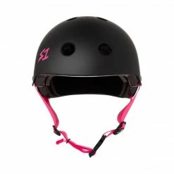 S-One Protective S1 Lifer Helmet (Certified) / Black Matte (Pink Straps)