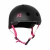 S-One Protective S1 Lifer Helmet (Certified) / Black Matte (Pink Straps)